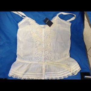 Abercrombie Kids Cream Floral Lace Tank Top